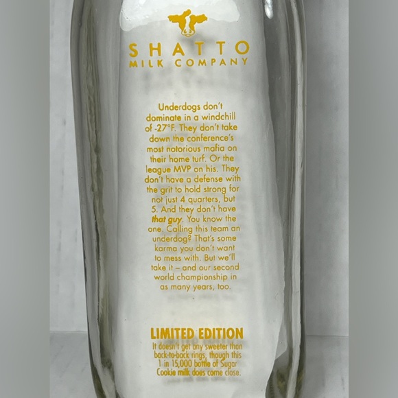 Shatto UNDERDOGS Milk Bottle Super Bowl LVIII Kansas City Chiefs Limited EMPTY - Picture 4 of 8